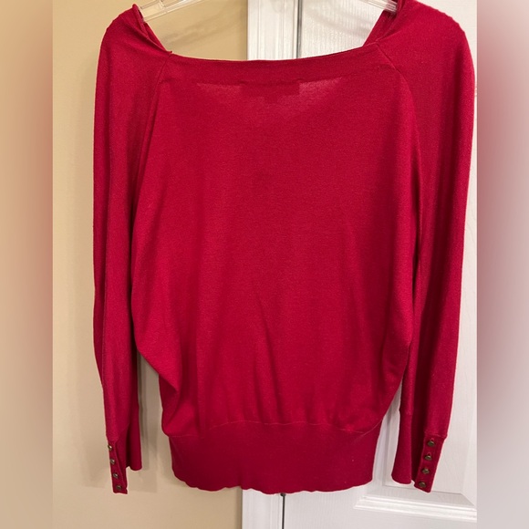 Loft Size S Red Holiday Sweater. Good used condition. Dolman sleeve - Picture 3 of 5